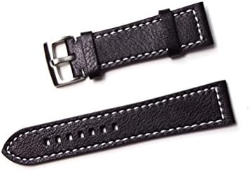 23mm/24mm Genuine Leather Watch Strap Great Replacement for Value Watches (23mm, Black)