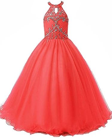 WZY Girls Long Ruffled Ball Gowns Beading Girls Pageant Dresses …