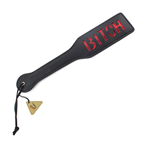Black PU Leather Hand Spanking Paddle Restraint Tickler Cosplay Role Play Toy