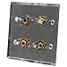 Seismic Audio SA-PLATE23 Stainless Steel Wall Plate with Four 1/4-Inch TS Mono Jacks