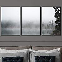 3 Piece Framed Canvas Wall Art Foggy Mountains Canvas Prints Home Artwork Decoration for Living Room,Bedroom - 16