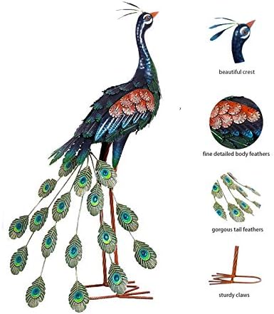 Peacock garden statue decor by Chisheen, 34 inches tall, priced at $87.99.