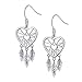 S925 Sterling Silver Dream Catcher Feather Forever Love Heart Earrings