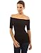 PattyBoutik Women Off Shoulder Elbow Sleeve Top (Black Medium)