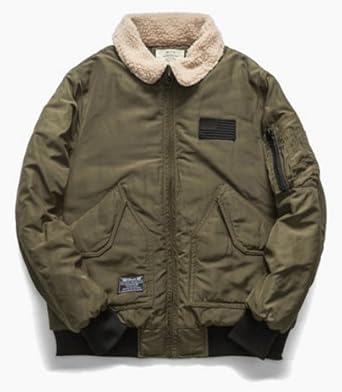 Amazon メンズ 秋 冬 羊の毛の襟 Ma 1 Ma1 ミリタリー キルティング