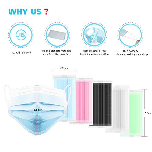 Disposable Face Mask, KABB Japanese Individually Wrapped Earloop Face Masks, 4 Ply Thicker Hypoallergenic Mask, Procedure Mask for Daily Use 50 Pcs (Green) - Thumbnail 4