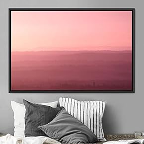signwin Framed Canvas Wall Art Pink Sunset Abstract...