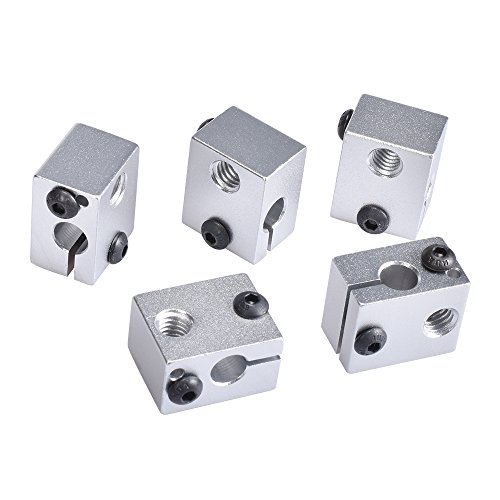 KINGPRINT Aluminum Heat Block for 3D V6 J Head 3D Printer Specialized for MK7 MK8 3D Printer Extruder (Pack of 5pcs)