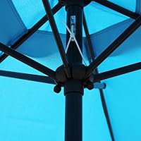Amazon Com Blissun 7 5 Ft Patio Umbrella With Fringe Yard Umbrella Push Button Tilt Crank Light Blue Sports Outdoors