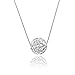 Cat Eye Jewels S925 Sterling Silver Necklace Cubic Zirconia Crystal Diamond Round Ball Pendant Necklaces for Women Girls