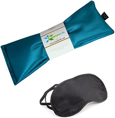 Eye Mask For Puffy Eyes, Dark Circles, Sleeping and Stress Relief - Hot Cold Therapy Eye Pillow Also Used For Headaches, Migraines &amp; Stress Relief. (1 Eye Pillow, Aqua - Silky Satin)