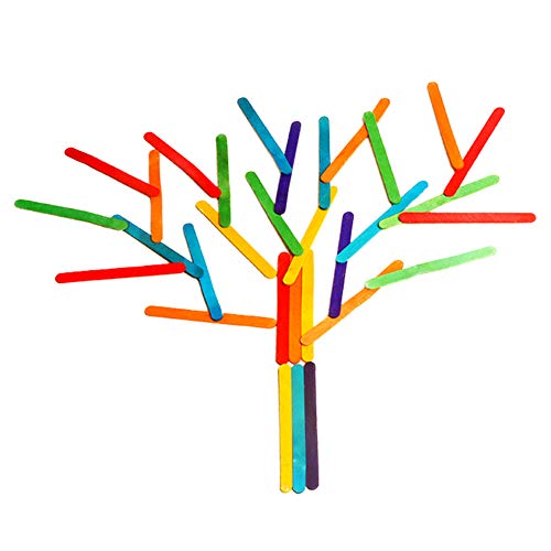 200 PCS Colorful Craft Sticks Natural Wooden 4-1/2" Length Treat Sticks Great for DIY Craft Creative Designs