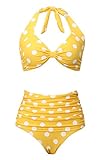 Retro High Waist Swimsuit for Women Halter 2 Piece
