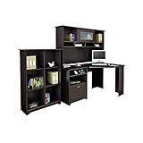 BUSH FURNITURE Bush Signature Cabot Corner Desk with Hutch and Bookcase, Espresso Oak