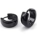 KONOV Mens Stainless Steel Classic Plain Cambered Stud Huggie Hoop Earrings Set, Black