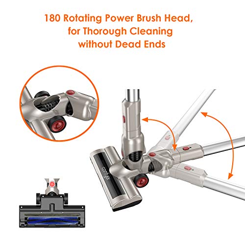 Comfyer Cordless Vacuum Cleaner, 2 in 1 Bagless Stick Vacuum, 8Kpa Multi-Cyclonic Suction & LED Power Brush, Lightweight Handheld Vacuum with HEPA Filter, 22.2V Detachable Battery and Wall Mount