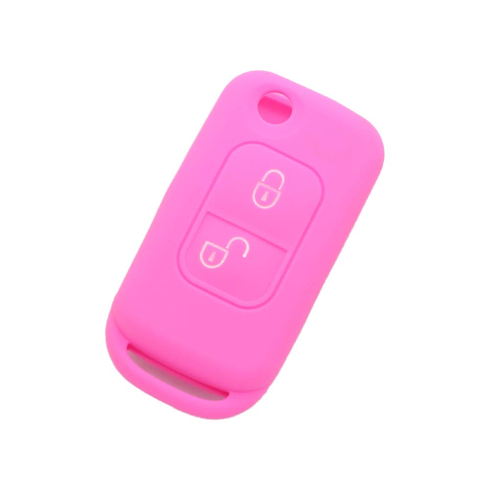 BROVACS Silicone Cover Protector Case Holder Skin Jacket Compatible with MERCEDES BENZ 2 Button Flip Remote Key Fob CV9952 Pink