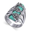 Sterling Silver Marcasite Band Turquoise Gemstone Ring