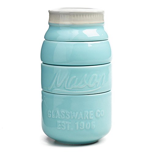 Blue Ceramic Mason Jar Measuring Cups