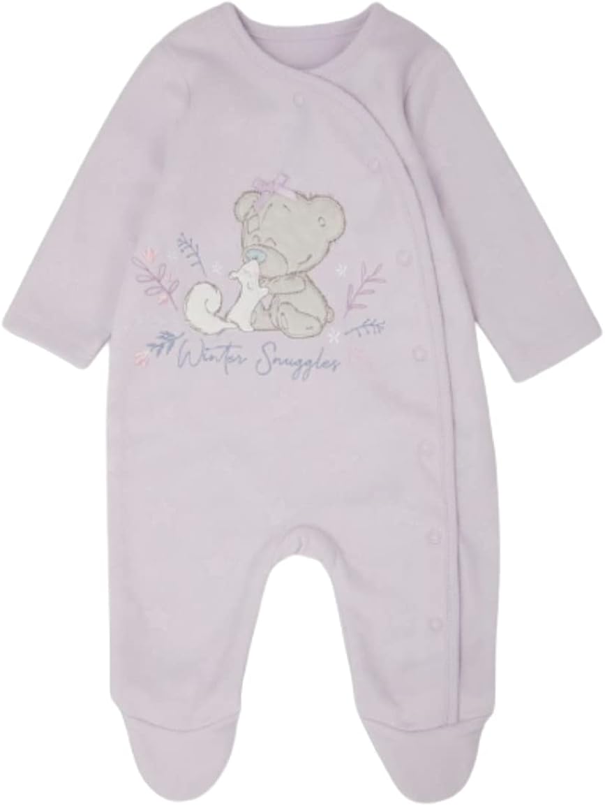 Tatty Ted Baby Girls Lilac Fleece Sleepsuit Babygrow Newborn Amazon.co