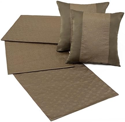 Luxury Linens Hotel Silk Bed Runner Set 98 X 21 Inches Includes 2 Matching Pillow Shams 18 X 18 Inches (Olive)