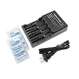 Bonacell 8PCs 3.7V 800mAh Li-ion Battery RCR123A Rechargeable Battery & Battery Charger Kit Compatible with Arlo Wire-Free HD Security Camera (VMC3030) and Flashlight etc