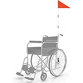 Wheelchairs Safety Flag with Polyester Full Color Tear-Resistant Waterproof Orange Flag, 6-Feet Height Adjustable Heavy Duty Fiberglass Pole
