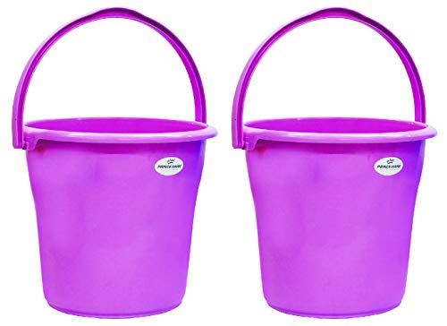PRINCEWARE Plastic Duro Unbreakable Bucket (Pink, 16 Ltrs) - Set of 2