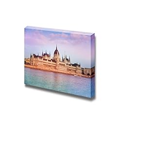 View of Parliament Near The River in Budapest Hungary Famous Landmark - Canvas Art Wall Art - 12" x 18"