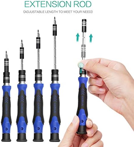 ORIA Precision Screwdriver Kit, 60 in 1 with 56 Bits Screwdriver Set, Magnetic Driver Kit with Flexible Shaft, Extension Rod for Mobile Phone, Smartphone, Game Console, Tablet, PC, Blue