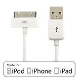 EZOPower Apple CERTIFIED 6 Feet 30-pin USB Sync & Charge Dock Connector Data Cable / White (Retail Packaging)