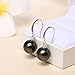ZowBinBin 925 Sterling Silver 10mm Pearl Earrings, Beautiful Black Pearl Earrings, White Pearl Dangle Earrings Hypoallergenic Drop Pearl Earrings H: Black Pearl Earrings2