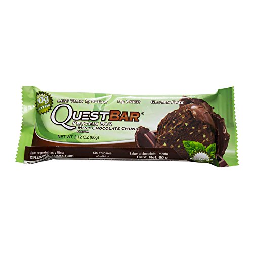 Quest Nutrition Protein Bar, Mint Chocolate Chunk, 20g Protein, 4g Net Carbs, 200 Cals, 2.1oz Bar, 1 Count, High Protein, Low Carb, Gluten Free, Soy Free