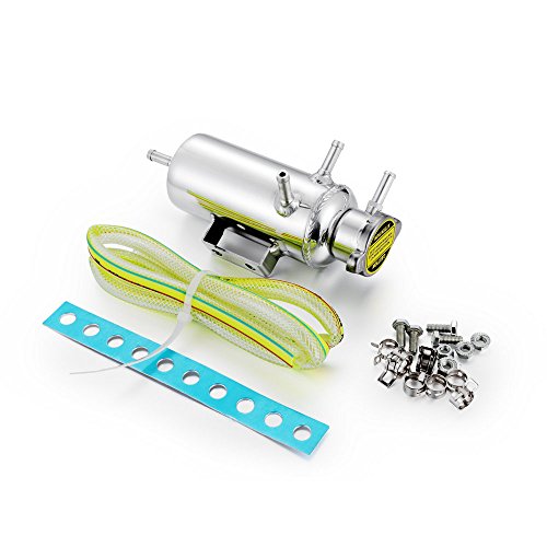 Heinmo Universal Aluminum Car Oil Catch Radiator Breather Tank Kit Reservoir Can Silver