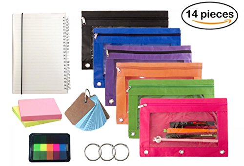 Wodison clear 3 ring pencil pouch set: notebook, sticky…