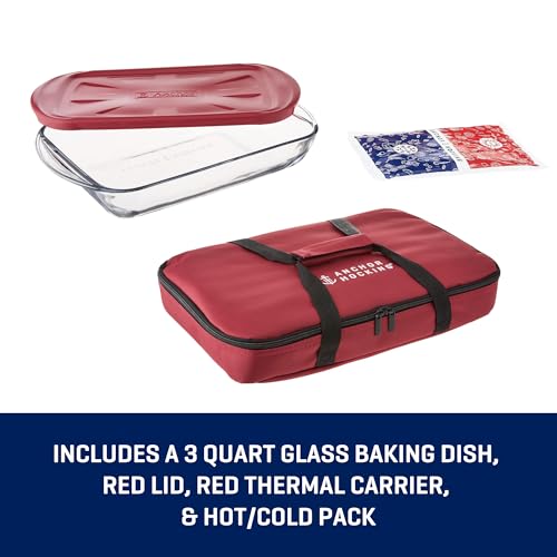 Anchor Hocking Glass Baking Dishes for Oven with Casserole Carrier