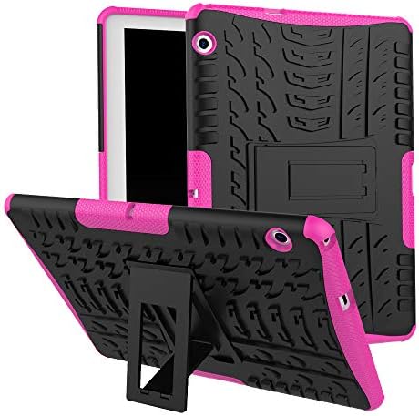 HUUH Case Compatible with Huawei MediaPad T5 10,TPU+PC 2-in-1 double-layer perfect protection, four-corner airbag design, concealed bracket, suitable for Huawei MediaPad T5 10.0 inches（rose Red）