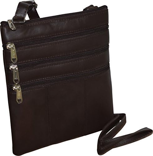 London Stitch Women's Genuine Leather Multi Pocket Crossbody Bag (Dark Brown)