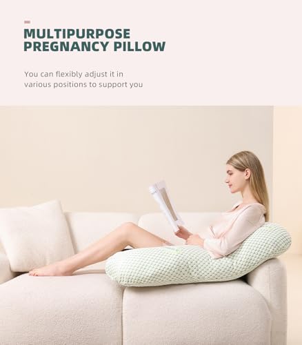 Oternal Pregnancy Pillow for Pregnant Women, Soft Pregnancy Body Pillow, Support for Back, Belly, Hips, Legs, Maternity Pillow with Detachable and Adjustable Pillow Cover