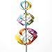 Bits and Pieces - Multi-Color Rainbow Shimmering Triple Mini Kinetic Wind Spinner - Metal Outdoor Windspinner Sculpture Lawn, Garden, and Yard Decor