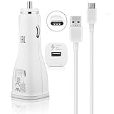 Verizon Samsung Galaxy S8 Adaptive Fast Charger Type C Cable Kit! [1 Car Charger + 4 FT Type C USB Cable] Adaptive Fast Charging uses dual voltages for up to 50% faster charging! - Bulk Packaging