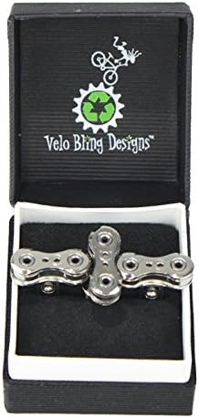 Velo Bling Designs Chain Link Cufflink and Tie Tack Set, Silver
