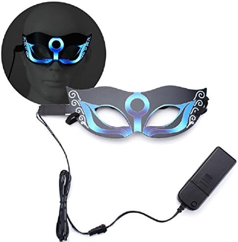 Capital Wireless Flashing LED Masquerade Eye Mask Light Up Cosplay Party Costume Decoration (Teal Blue Eye Mask)