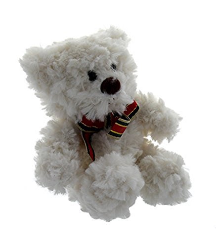 Russ Berrie Li'l Peepers White Christmas Teddy Bear with Ribbon Small 6