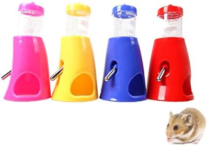 Small Animal Water Bottle, Cilkus Pet Hideout 2-in-1 Drinking Water Bottle with Plastic Base Hut (Living Habitat for Small Animals) Random Color