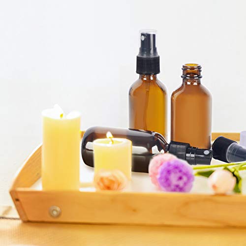 image for STARSIDE 12 Pack 2oz 60 ml Amber Glass Spray Bottles with Fine Mist Sp