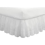 Eyelet Ruffled Bedskirt â€“ Ruffled Bedding with Gathered Styling â€“14â€ Drop, Queen, White