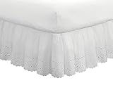 Eyelet Ruffled Bedskirt – Ruffled Bedding with Gathered Styling – 18” Drop, King, White