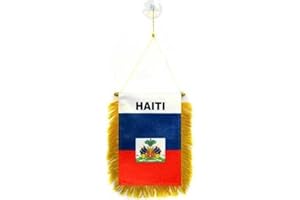 AZ FLAG - Haiti Mini Banner - 6'' x 4'' - 100% Polyester Haitian Small Pennant for Car - Double-sided Flag with Suction Cup H