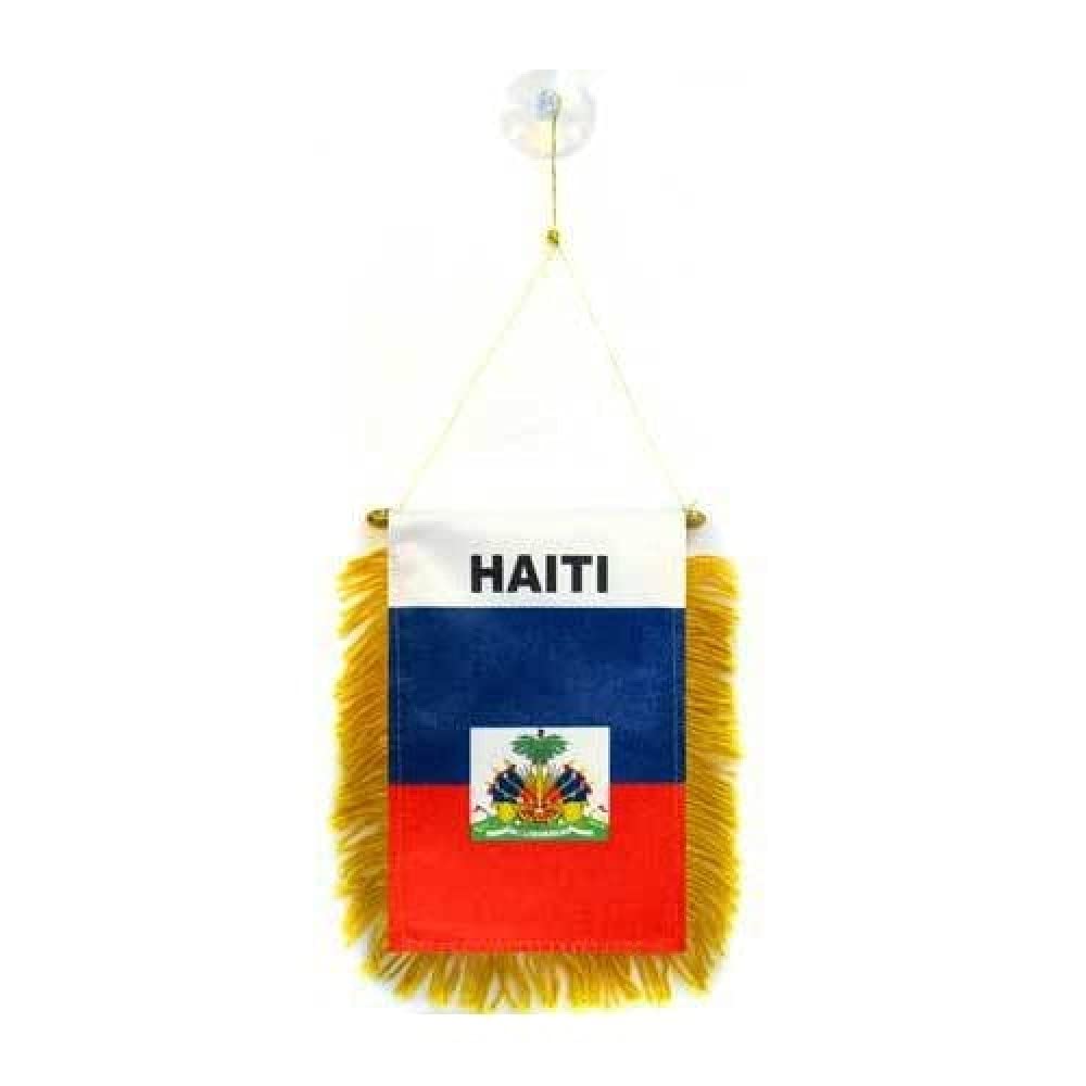 AZ FLAG - Haiti Mini Banner - 6'' x 4'' - 100% Polyester Haitian Small Pennant for Car - Double-sided Flag with Suction Cup Hanger — image 1